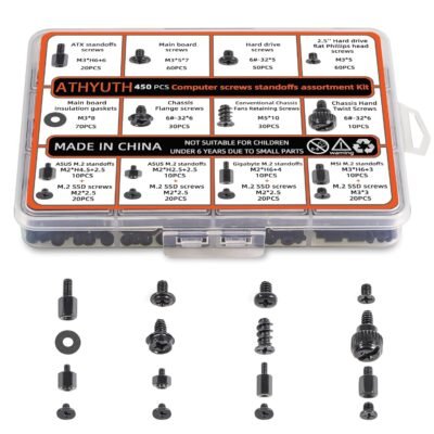 450-Piece Computer Screw Kit for PC Building and Repairing – Includes M.2 SSD Mounting Screws, Motherboard Standoff Screw, PC Case, SSD, HDD