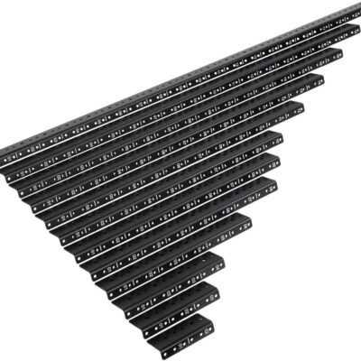 NavePoint 6U Vertical Rack Rail Pair DIY Kit with Hardware, Black