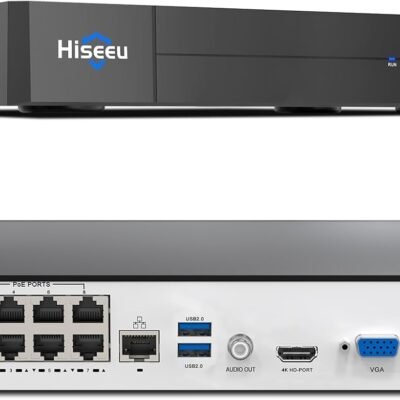 16 channel Extendable Hiseeu 8 Port 4K PoE Network Video Recorder NVR, Support 4K/2K/8MP/5MP/3MP/1080P PoE Camera, Free Remote Access, Motion Alarm