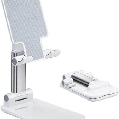 Cell Phone Stand, Angle Height Adjustable Cell Phone Holder with Silicon Pad for Desk Fully Forldable Mobile Phone Holder Compatible with All Mobile Phones