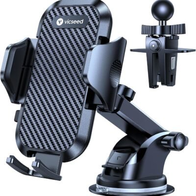 VICSEED 2026 Ultimate Sturdy Car Phone Holder [Upgraded 95+LBS Strongest Suction] Universal Long Arm Cellphone Mount for Car Dashboard Windshield Vent Truck