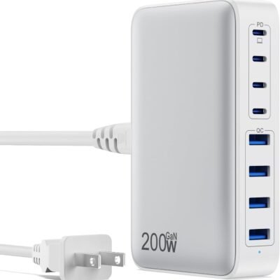 USB C Charger 200W USB C Charger Block,Upgraded GaN III 8-Port Fast Charging Station Hub,PD 65W Laptop Charging Adapter Compatible with MacBook Pro/Air,DELL