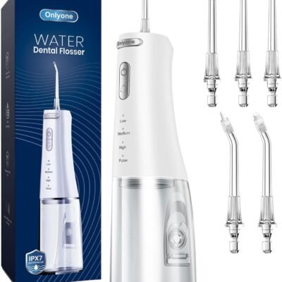 Onlyone Rechargeable Cordless Water Flosser with Adjustable Water Pressure for Daily Oral Care, Power Dental Flosser for Home and Travel Use