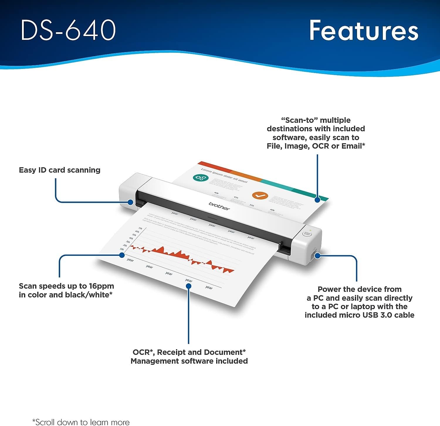 Brother DS-640 Compact Mobile Document Scanner - Image 3