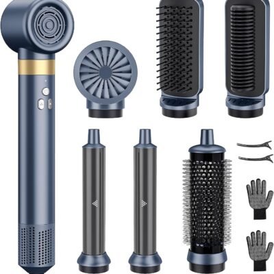 6-in-1 Hair Styler, Hair Dryer, Multi-Function Hot Air Brush Set, Ionic Blow Dryer with Interchangeable Attachments for Curling, Straightening