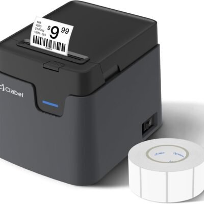 CLABEL Label Maker, Thermal Barcode Printer with No Bound Consumables, Bluetooth & USB Connection, Supports Various Sized 0.98″-1.96″