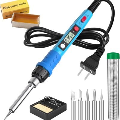 Soldering Iron Kit, 80W 110V LCD Digital Solder Iron Pen with Ceramic Heater, Portable Welding Tools with 5pcs Tips