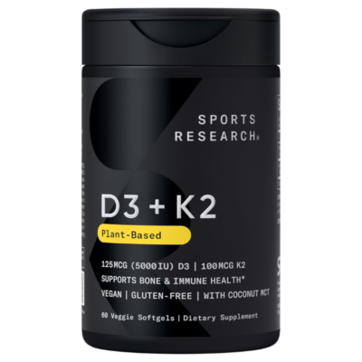 Vegan Vitamin D 5000iu & Mk7 Vitamin K 100mcg for Bone & Immune Support